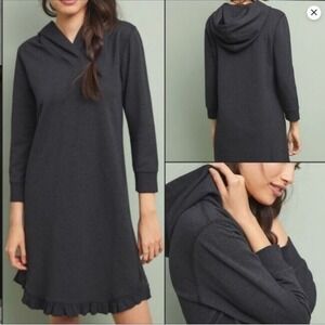 Anthropologie Sundays Dress Womens Gray XS Avery Hooded Ruffle Hem New Gorpcore